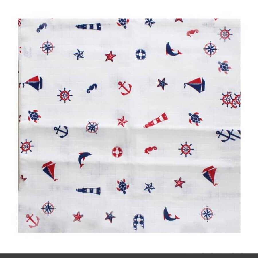 Κουβέρτα από μουσελινα με μοτίβο ναυτικού