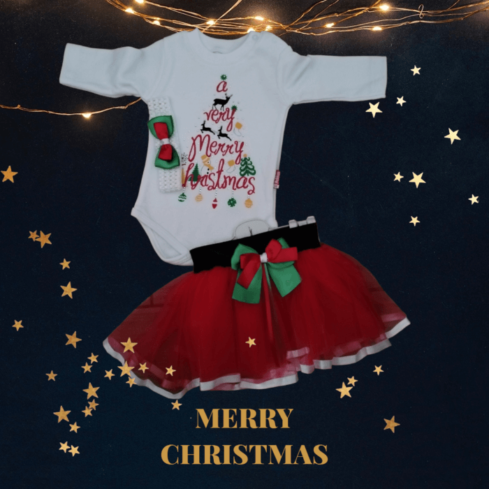 Χριστουγεννιατικο ολόσωμο με τουτου φούστα “Merry Christmas”